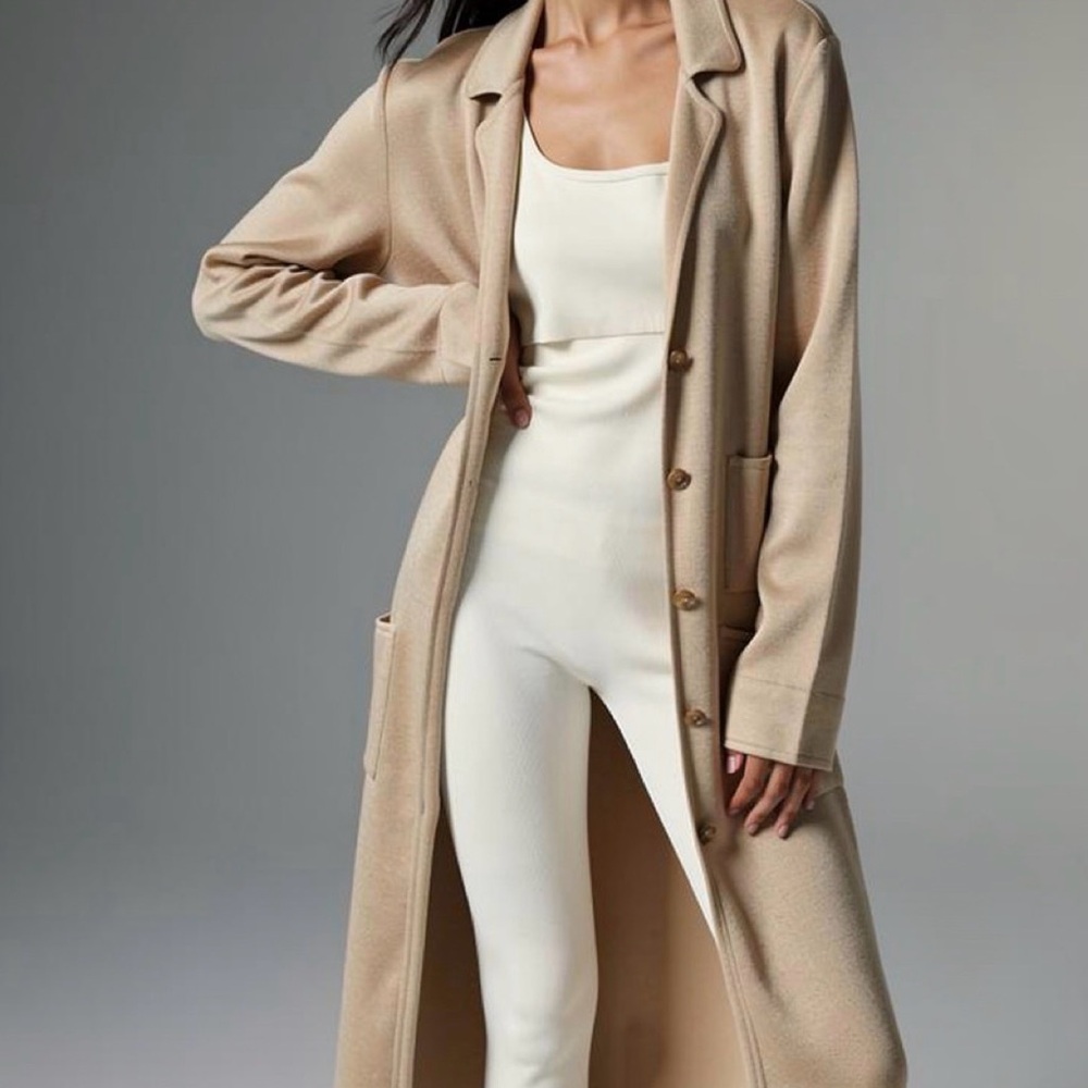 VTG Salvatore Ferragamo 100% Cotton Knit Duster Cardigan Coatigan Beige Size L